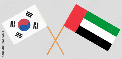 South Korea and United Arab Emirates. The Korean UAE flags. Official colors. Correct proportion. Vector