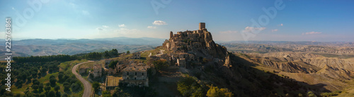 The abandoned village of Craco, Basilicata region, Italy. Aerial view