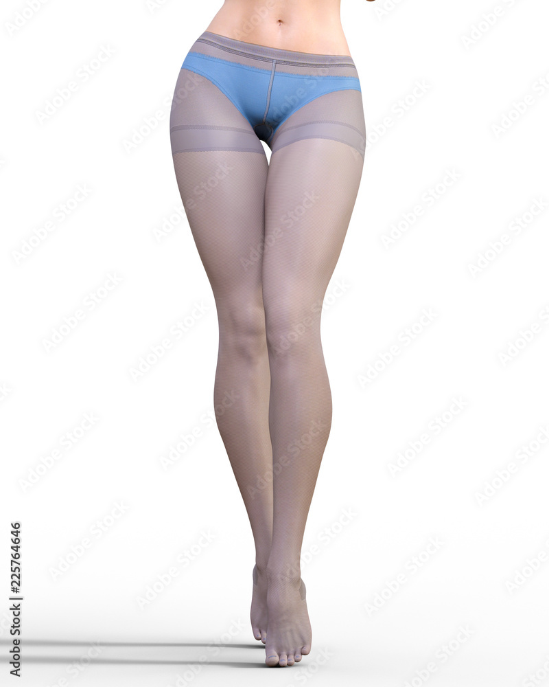 Beautiful long slender sexy female legs blue panties and pantyhose.Beautiful underwear collection.Provocative liberated pose.3D rendering.Isolate.Conceptual fashion art. Beautiful long slender sexy female legs blue panties and pantyhose.Beautiful underwear collection.Provocative liberated pose.3D rendering.Isolate.Conceptual fashion art.