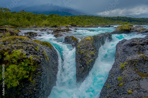 Beautiful waterfalls in Saltos de Petrohue, Chile