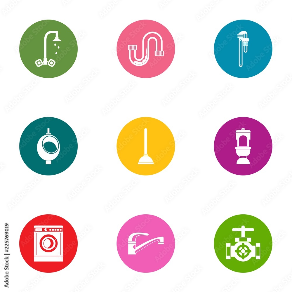 Water scum icons set. Flat set of 9 water scum vector icons for web isolated on white background Water scum icons set. Flat set of 9 water scum vector icons for web isolated on white background