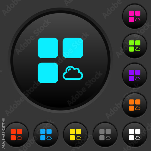 Cloud component dark push buttons with color icons
