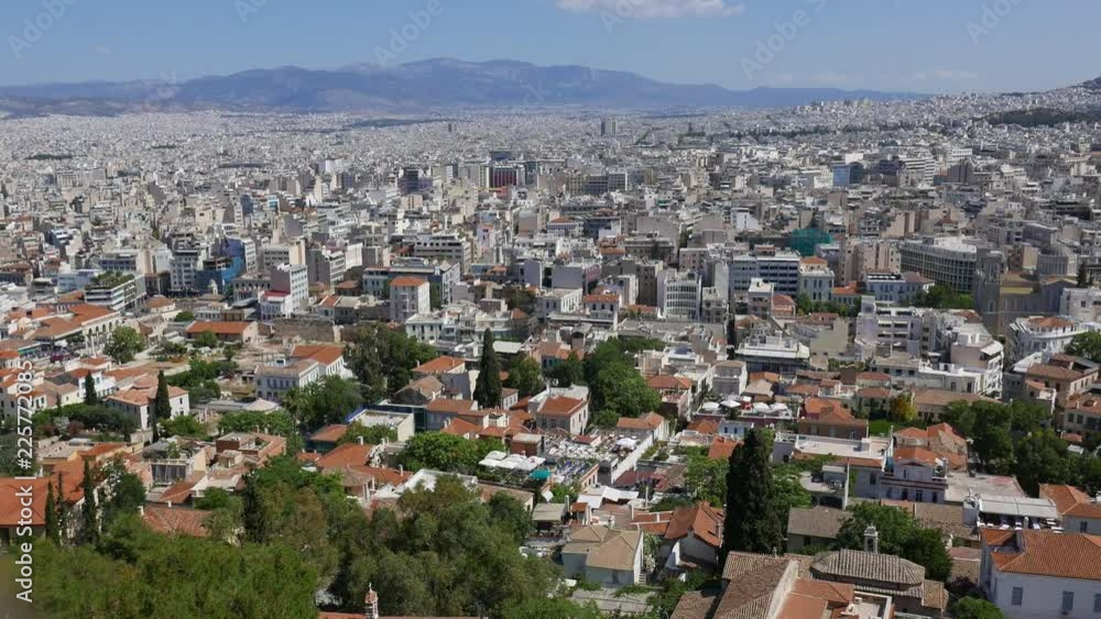 View of city Athens and temple of Zeus, Greece from the hill of the Acropolis. View of city Athens and temple of Zeus, Greece from the hill of the Acropolis.