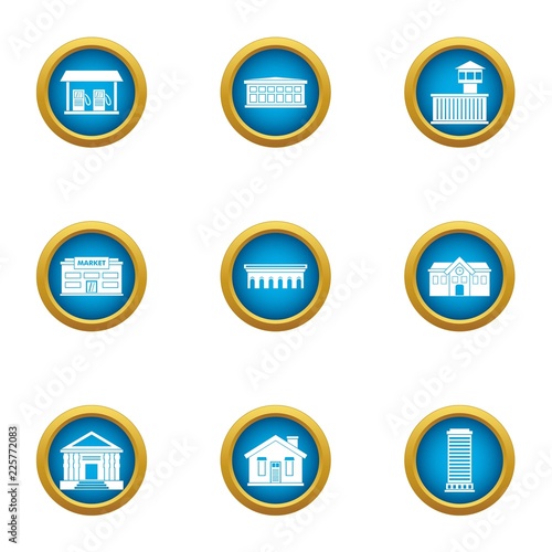 Town planning icons set. Flat set of 9 town planning vector icons for web isolated on white background