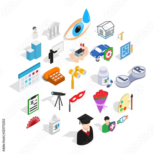 Creative idea icons set. Isometric set of 25 creative idea vector icons for web isolated on white background