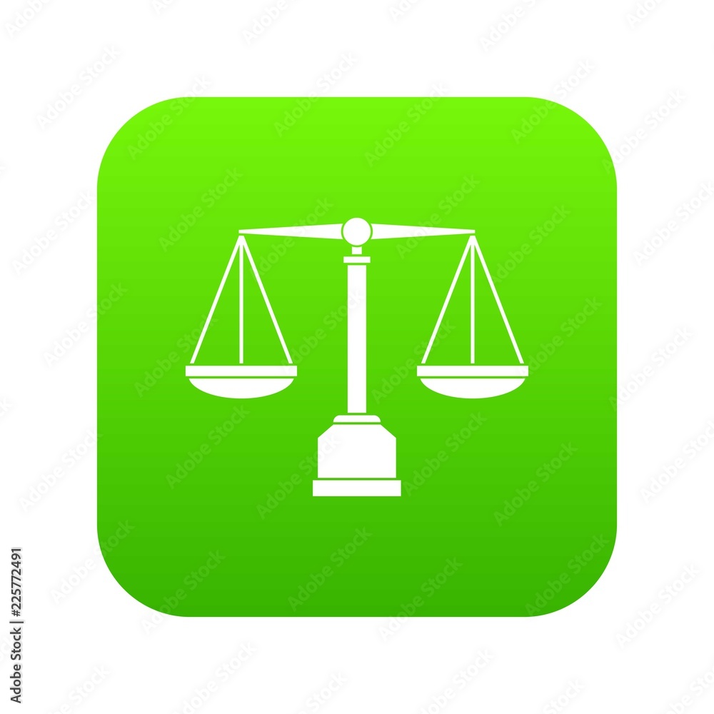 Justice scale icon digital green for any design isolated on white vector illustration