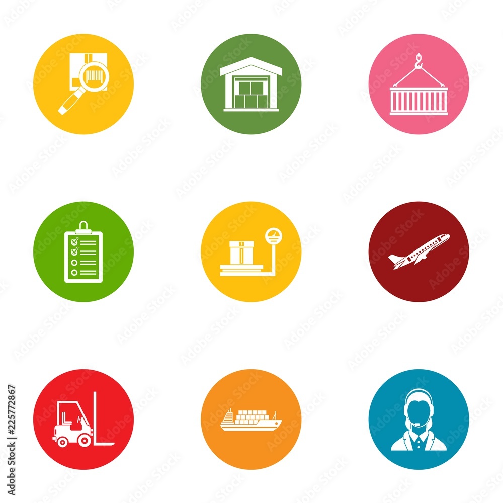 Loader staff icons set. Flat set of 9 loader staff vector icons for web isolated on white background Loader staff icons set. Flat set of 9 loader staff vector icons for web isolated on white background