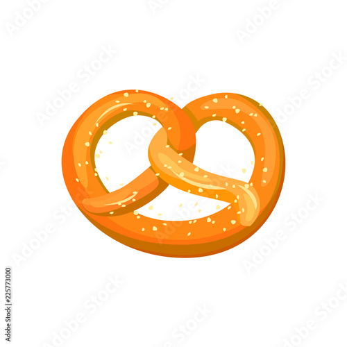 Appetizing Bavarian pretzel icon. vector illustration isolated on a white background. Bakery product in cartoon style.