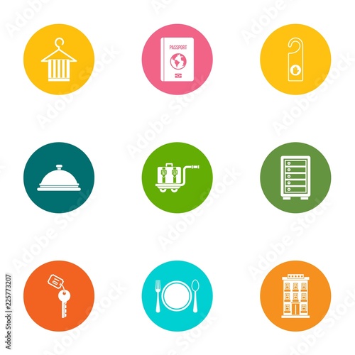 Guesthouse icons set. Flat set of 9 guesthouse vector icons for web isolated on white background