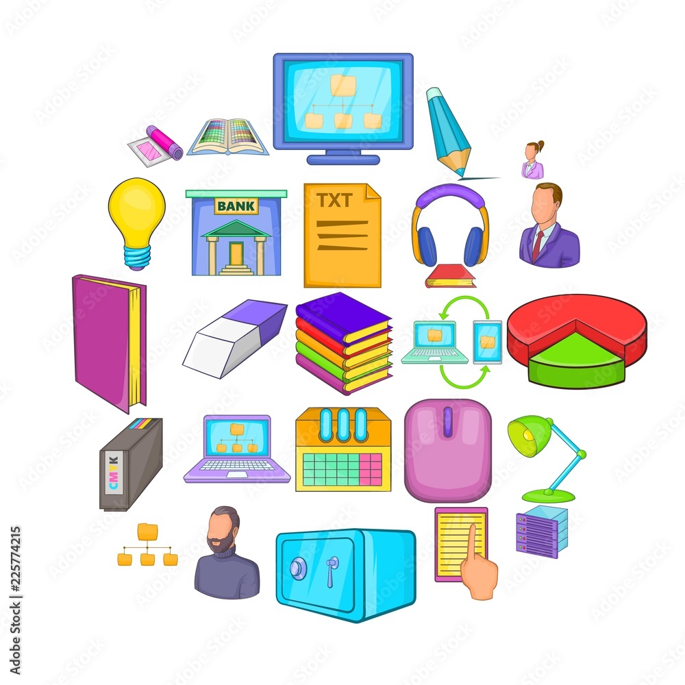 Work space icons set. Cartoon set of 25 work space vector icons for web isolated on white background