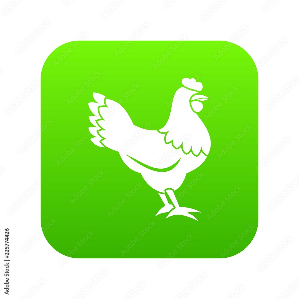 Hen icon digital green for any design isolated on white vector illustration Hen icon digital green for any design isolated on white vector illustration