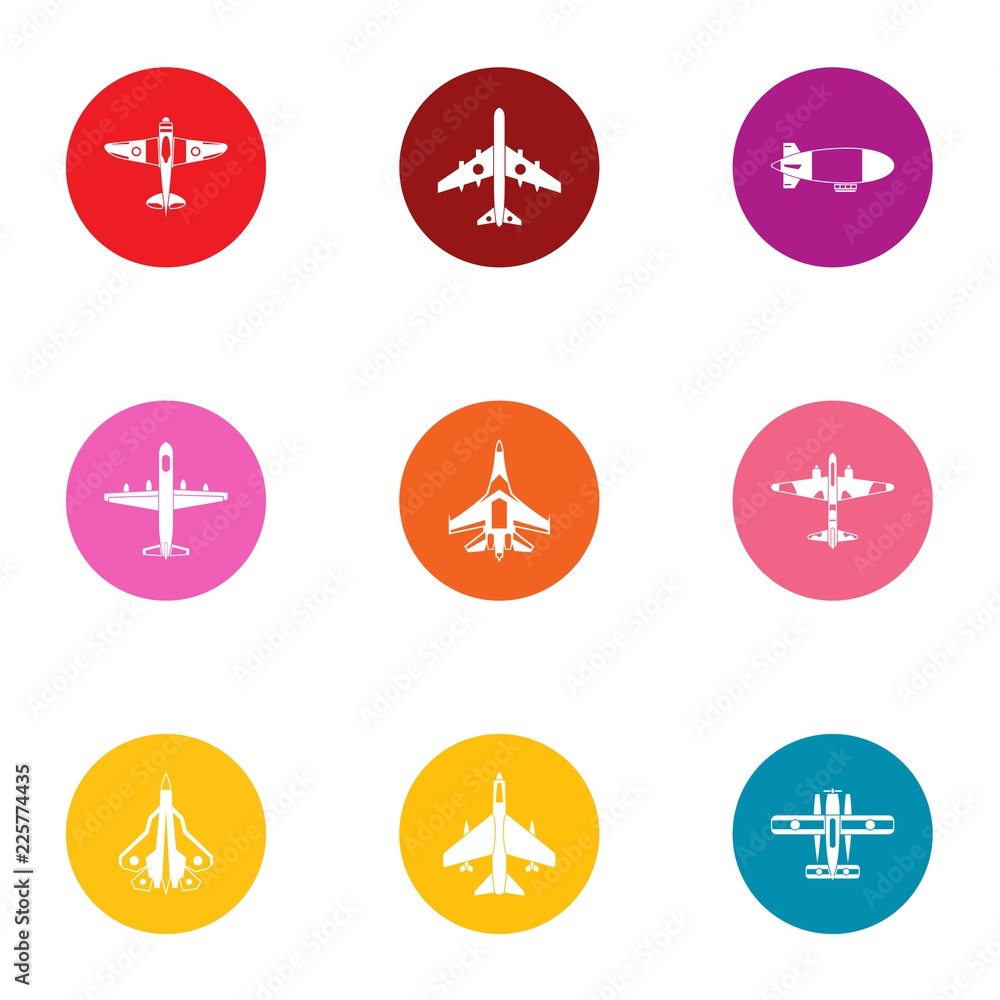 Summer flight icons set. Flat set of 9 summer flight vector icons for web isolated on white background Summer flight icons set. Flat set of 9 summer flight vector icons for web isolated on white background