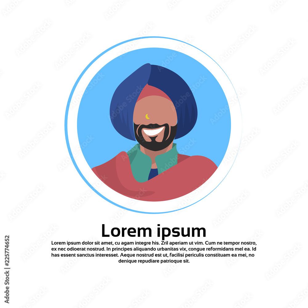 indian man face avatar traditional clothes male cartoon character ...