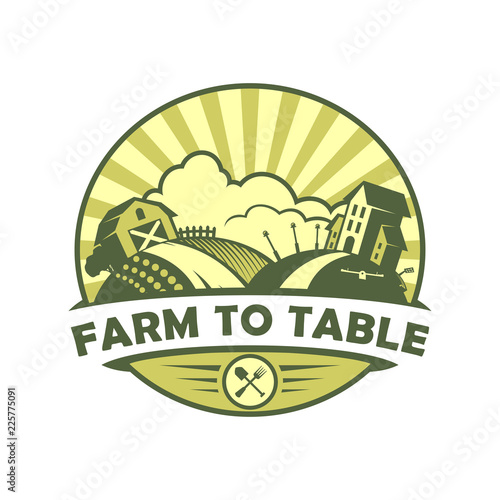 Farm to table eco style vector emblem