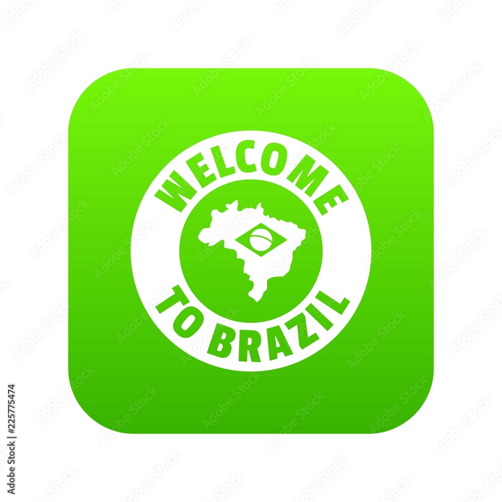 Brazil map icon green vector isolated on white background Brazil map icon green vector isolated on white background