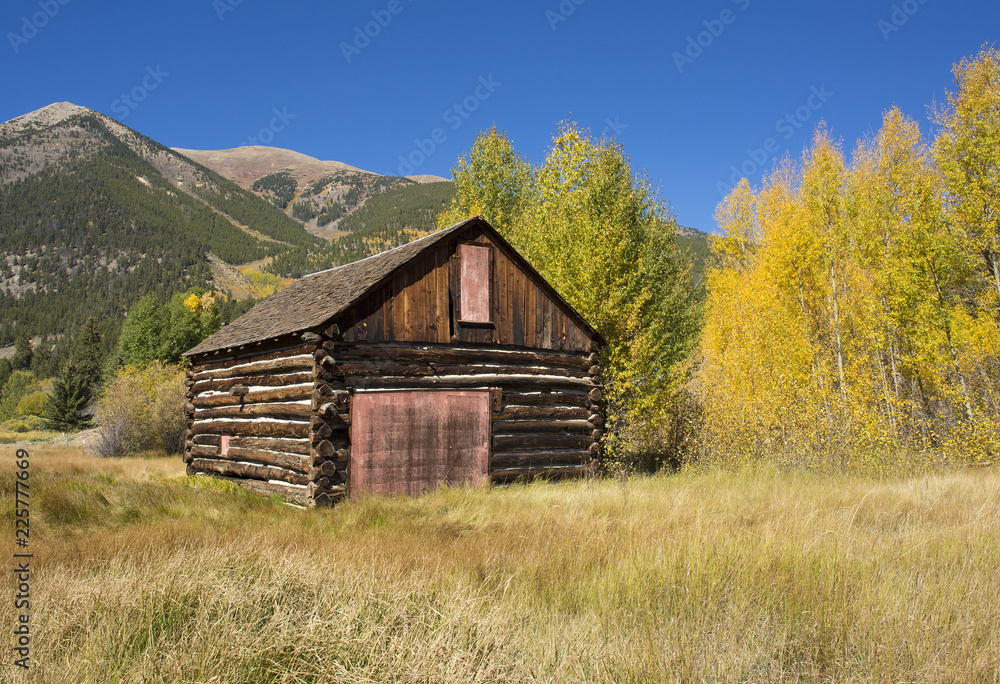 Log Cabin in Fall, Rocky Mountains, Colorado