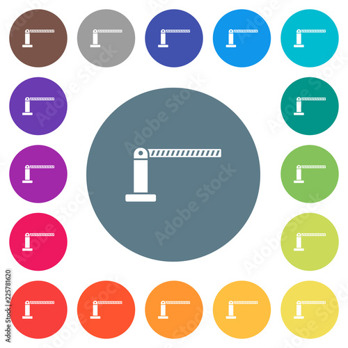 Closed barrier flat white icons on round color backgrounds