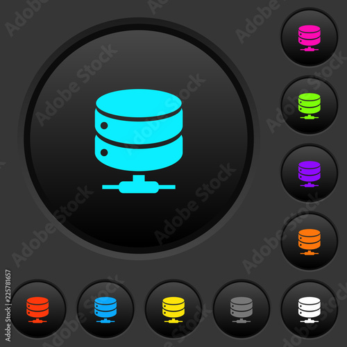 Network database dark push buttons with color icons