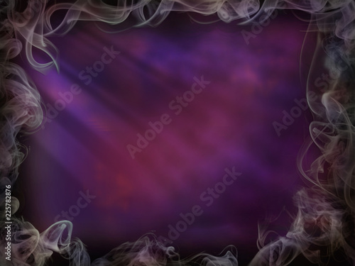 Magic background smoke for Halloween purple pink light wall