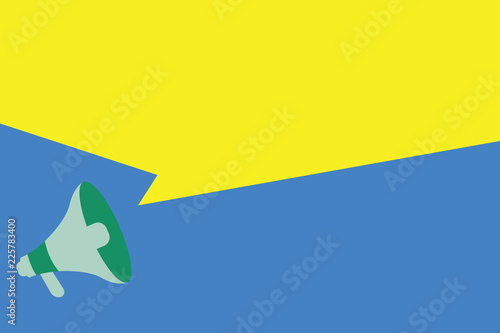 Flat design business Vector Illustration concept template copy space text for Ad website esp isolated 3d isometric. Megaphone Loudspeaker Amplify and Blank Geometric shape Half Speech Bubble