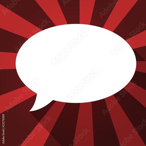 Flat design Vector Illustration Empty esp template copy text for Ad, promotion, poster, flyer, web banner, article. Blank Oval Shape Speech Bubble in solid Color and shadow Burst background