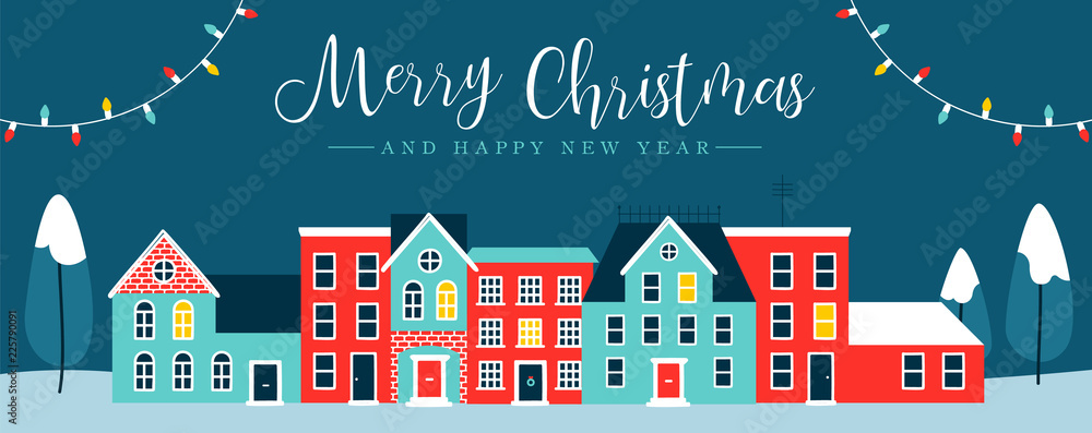 Christmas holiday night city winter greeting card Christmas holiday night city winter greeting card