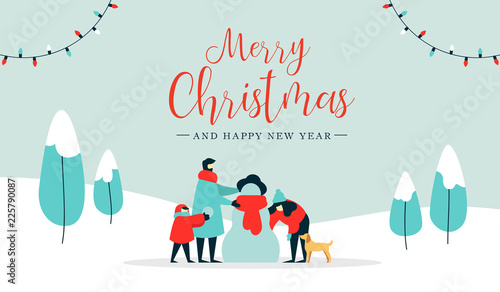 Christmas and happy new year family wintertime card
