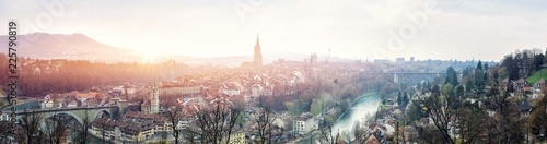 Beautiful panoramic view of the Old Town of Bern in Switzerland  photo
