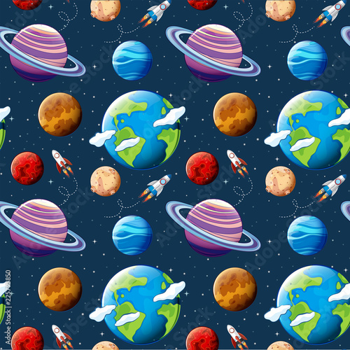 Seamless pattern planets and space