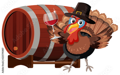 Thanksgiving turkey with wine glass