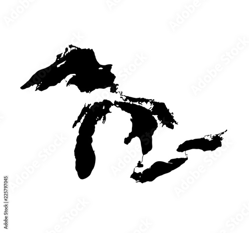 Fototapet Great Lakes. Map. Vector illustration