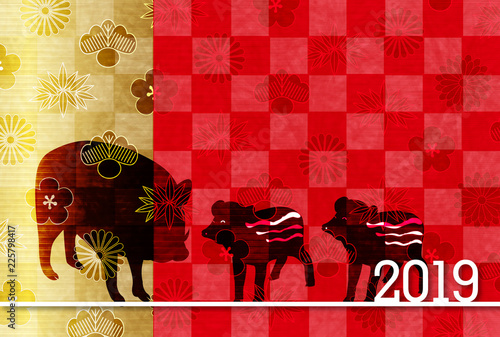 亥　和紙　年賀状　背景 