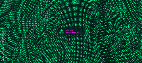 Abstract science or technology background. Graphic design. Network illustration with particle. 3D grid surface.