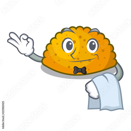 Waiter fried patties isolated on the mascot