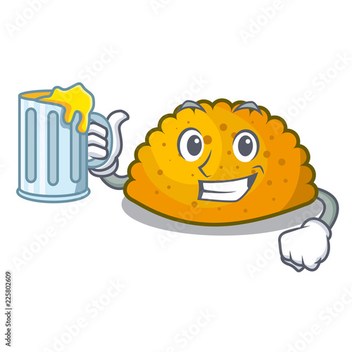 With juice fried patties isolated on the mascot