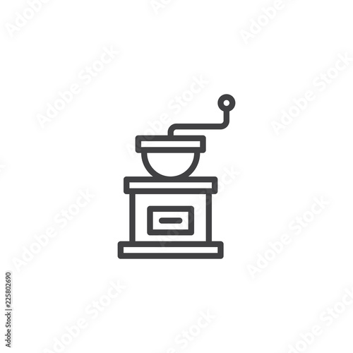 Coffee grinder outline icon. linear style sign for mobile concept and web design. coffee grind maker simple line vector icon. Symbol, logo illustration. Pixel perfect vector graphics