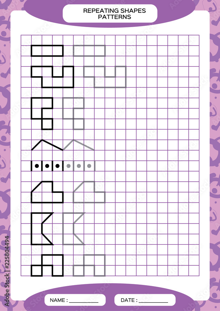 Repeat Pattern. Tracing Lines Activity, Special for preschool kids