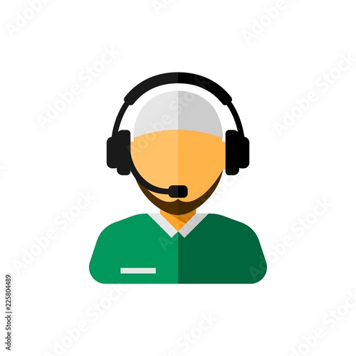 Muslim male support service / customer care / customer service / administrator vector illustration.