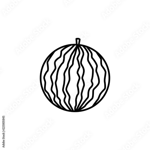 Black & white vector illustration of watermelon. Line icon of fresh fruit. Vegan & vegetarian food. Health eating ingredient. Isolated object