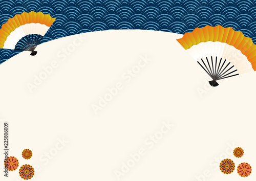 和柄 青海波 和風のイメージ背景 扇子と菊 年賀状 お正月のイメージイラスト 横 Stock Vector Adobe Stock 和柄 青海波 和風のイメージ背景 扇子と菊 年賀状 お正月のイメージイラスト 横 Stock Vector Adobe Stock