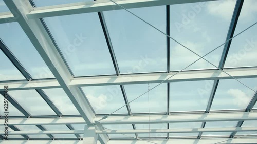 Modern architecture detail glass ceiling in the office building roof company architecture modern corporate department building business window interior industrial construction structure