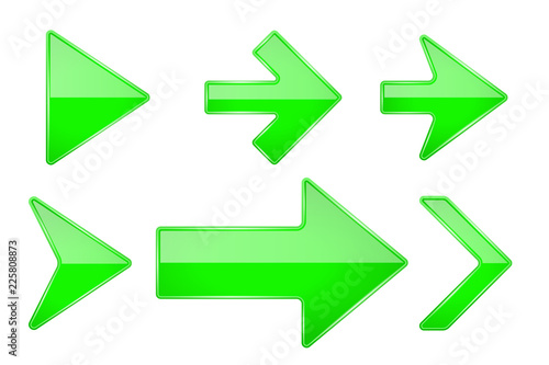 Green arrows. Shiny 3d glass icons