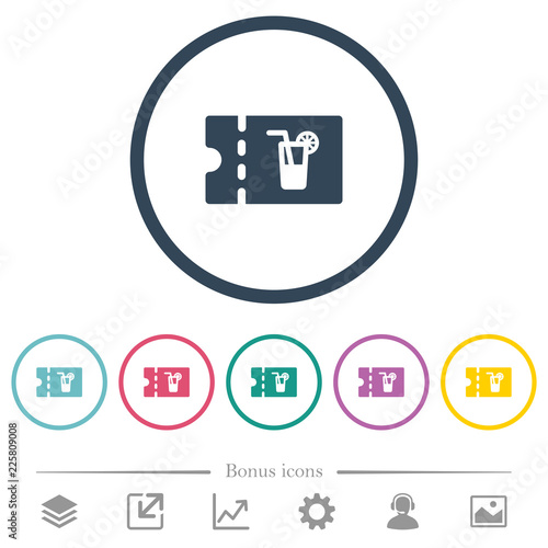 cocktail bar discount coupon flat color icons in round outlines