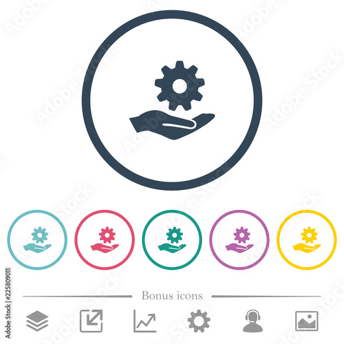 Maintenance service flat color icons in round outlines