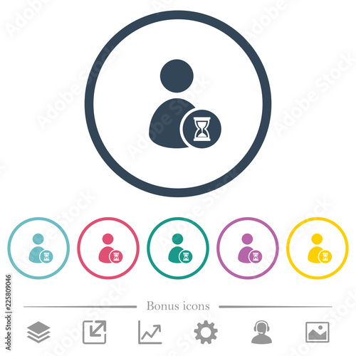 User account waiting flat color icons in round outlines photo