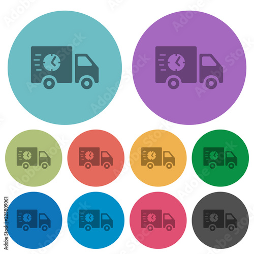 Fast delivery truck color darker flat icons