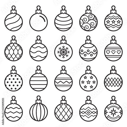 christmas balls icons. Vector illustration.