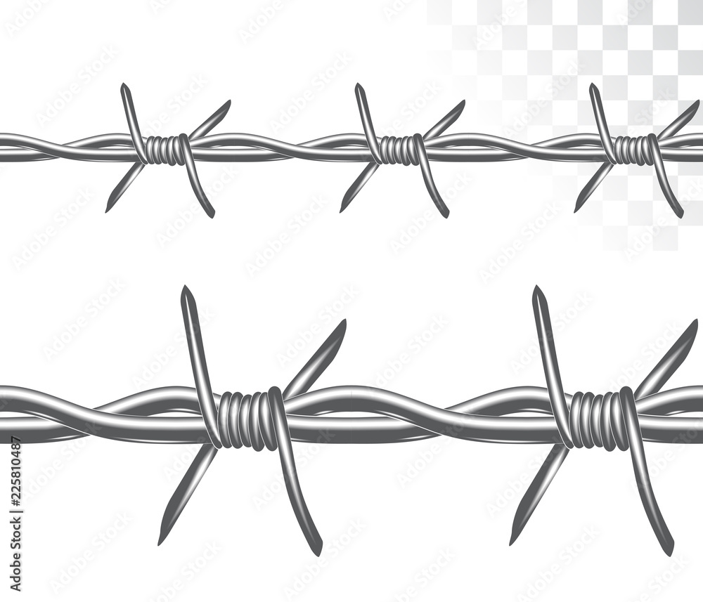Vecteur Stock seamless barbed wire drawing in graphic style of different  sizes. isolated on transparent background | Adobe Stock