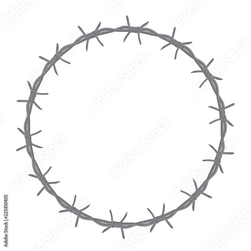 round barbed wire frame. isolated on white background