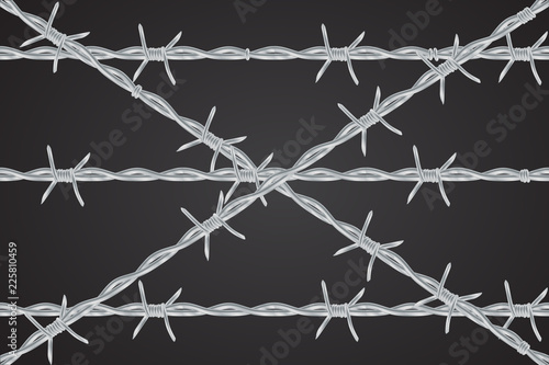 realistic metal barbed wire fence. isolated on black background